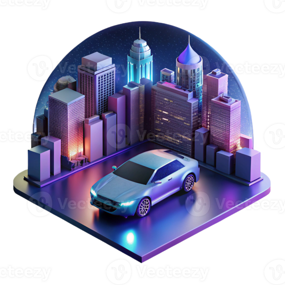 beautiful modern A Self Driving Car Navigating a Futuristic 4K png