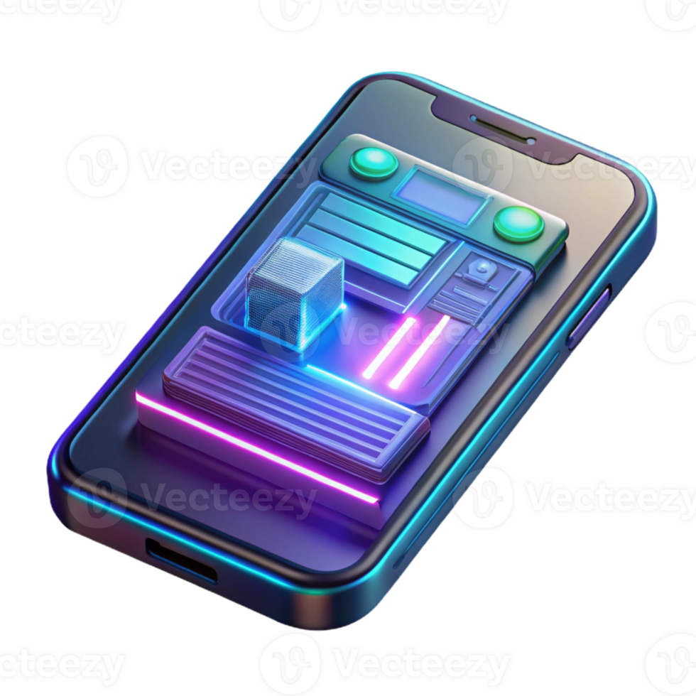 dramatic creative A Futuristic Smartphone Displaying Holograp original png