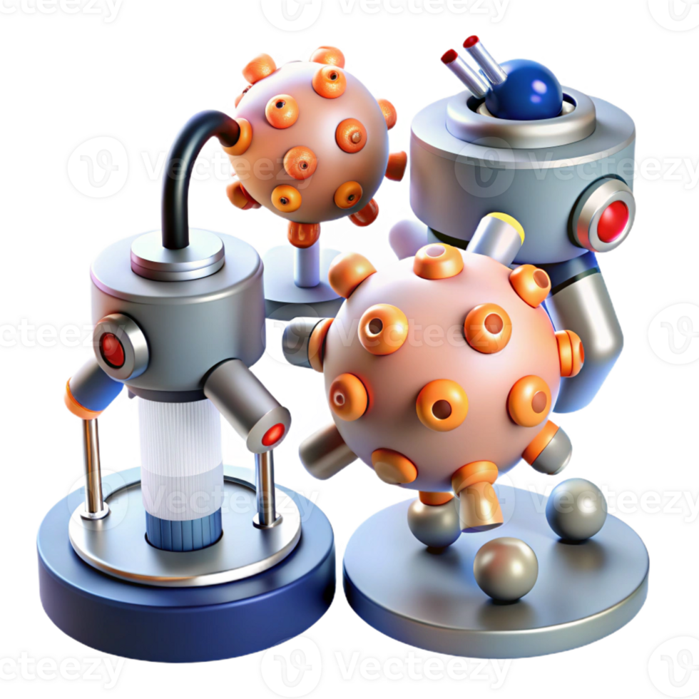 impressive classic A Group of Nanobots Assembling a Microscop genuine png