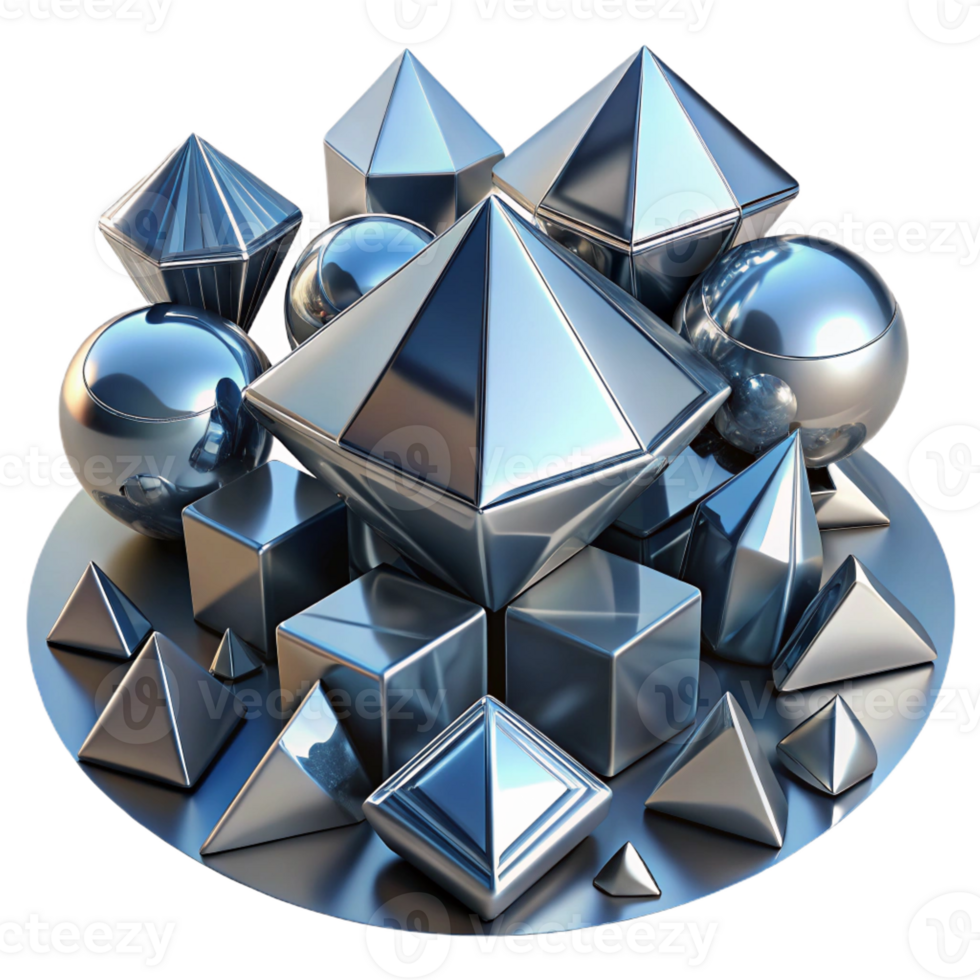 dramatic minimalist A Field of Geometric Shapes Rendered In high resolution png