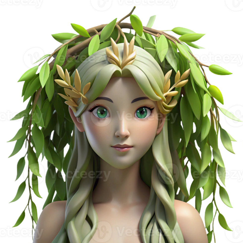 beautiful abstract A Serene Dryad Emerging from a Willow Tree 4K png