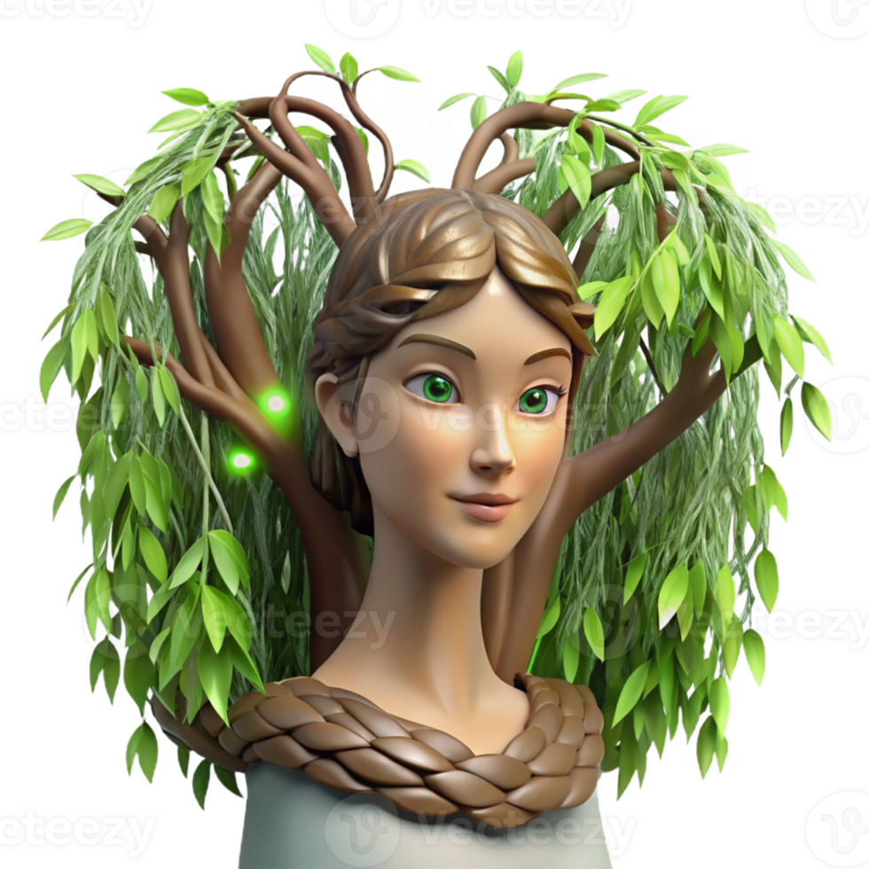 impressive artistic A Serene Dryad Emerging from a Willow Tree original png