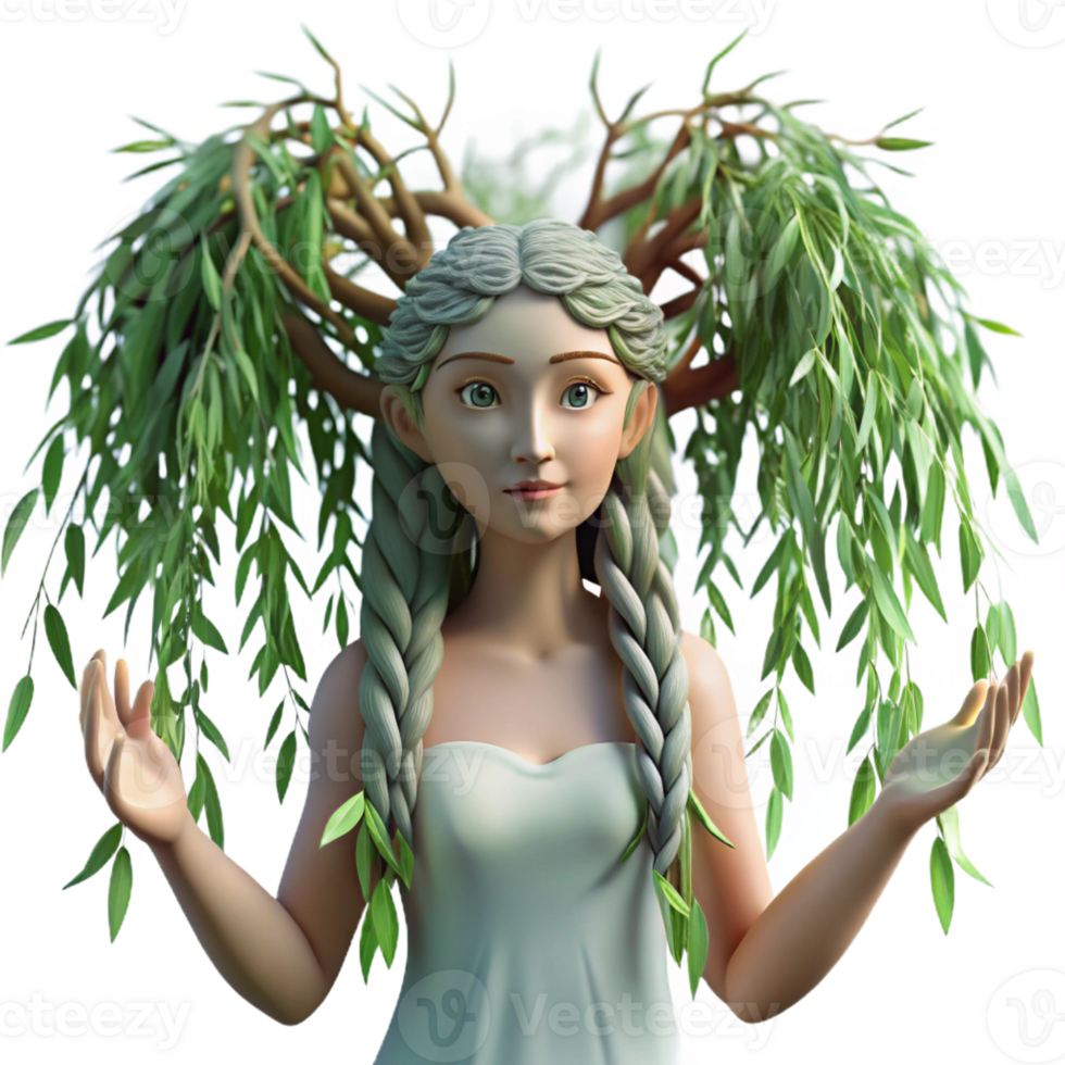 impressive classic A Serene Dryad Emerging from a Willow Tree professional png