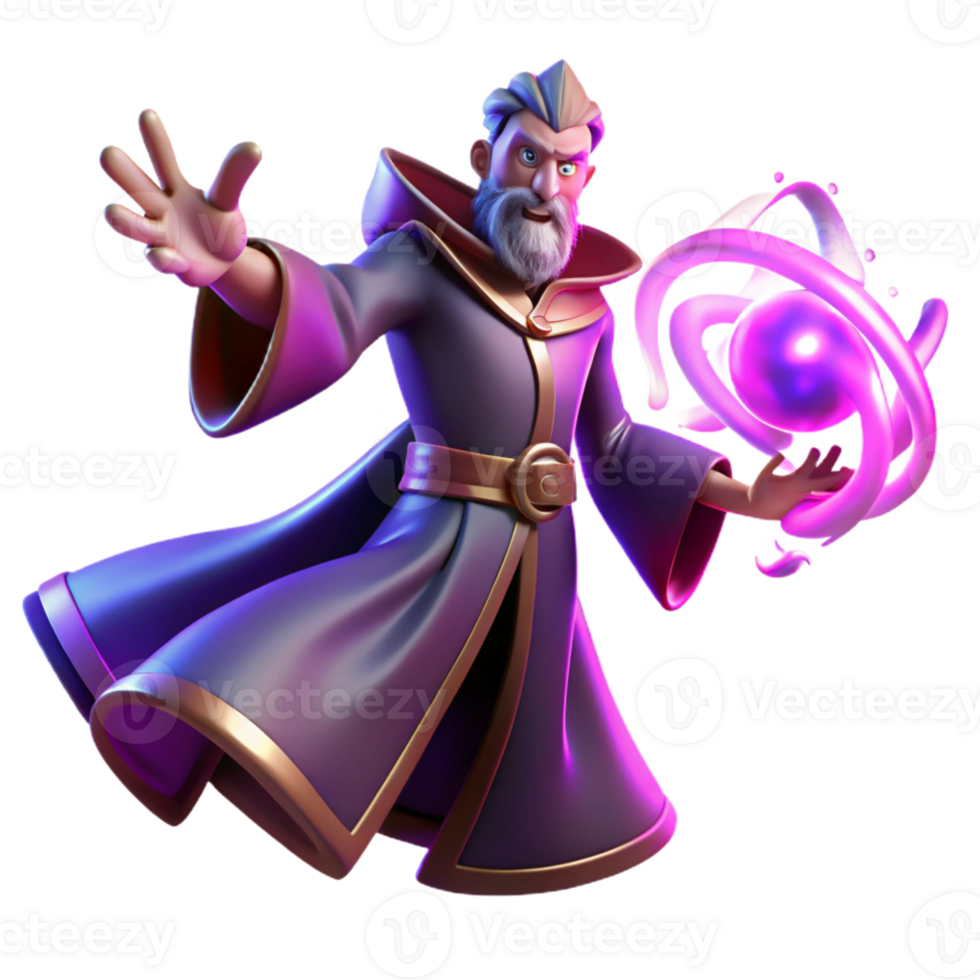 vibrant minimalist A Powerful Sorcerer Casting a Spell of Swi 4K png