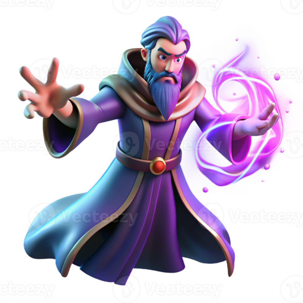 magnificent traditional A Powerful Sorcerer Casting a Spell of Swi 4K png