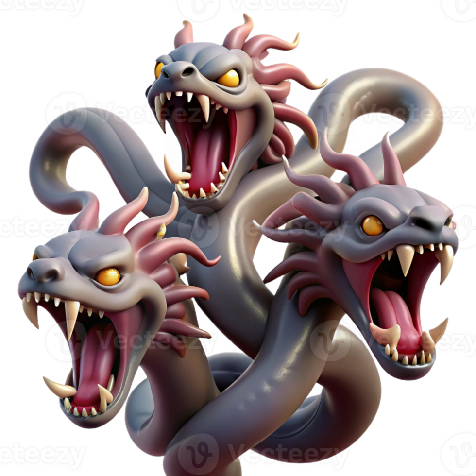 extraordinary creative A Fierce Hydra with Heads Snapping and Hi premium png