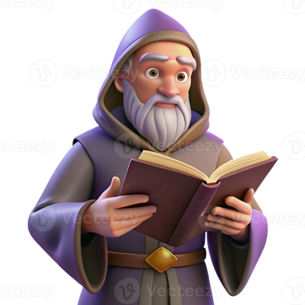beautiful abstract A Wise Old Wizard Reading a Spellbook in Hi original png