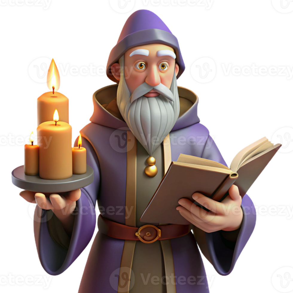 wonderful contemporary A Wise Old Wizard Reading a Spellbook in Hi original png