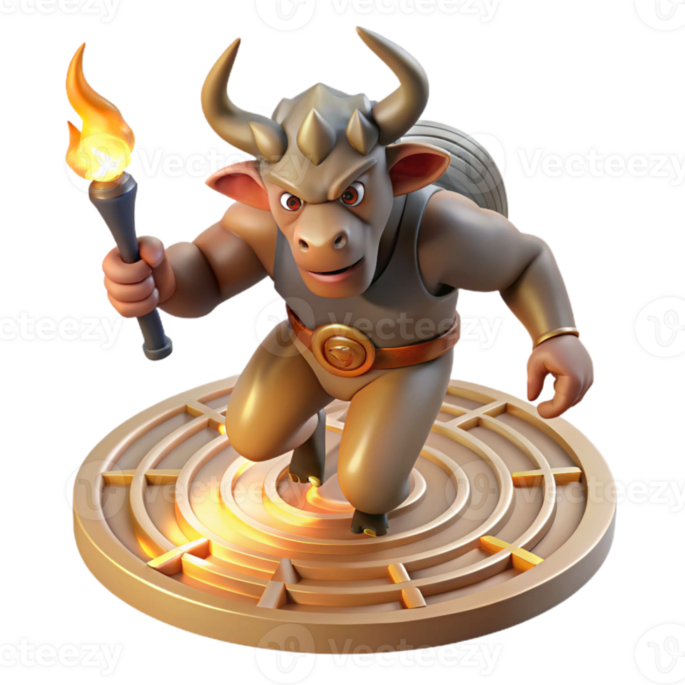 dramatic artistic A Menacing Minotaur Charging Through a Laby premium png
