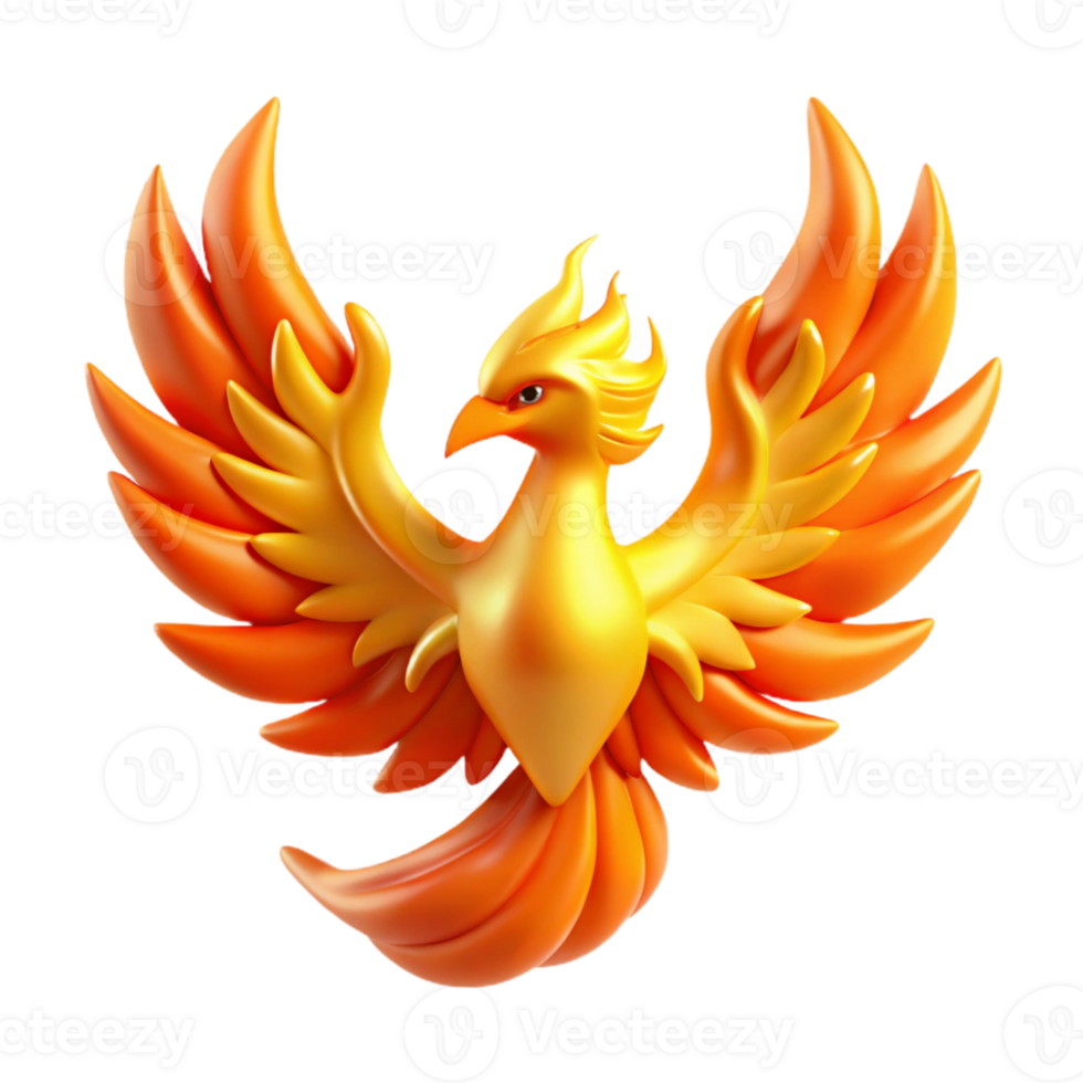 serene artistic A Majestic Phoenix Rising from Flames In professional png