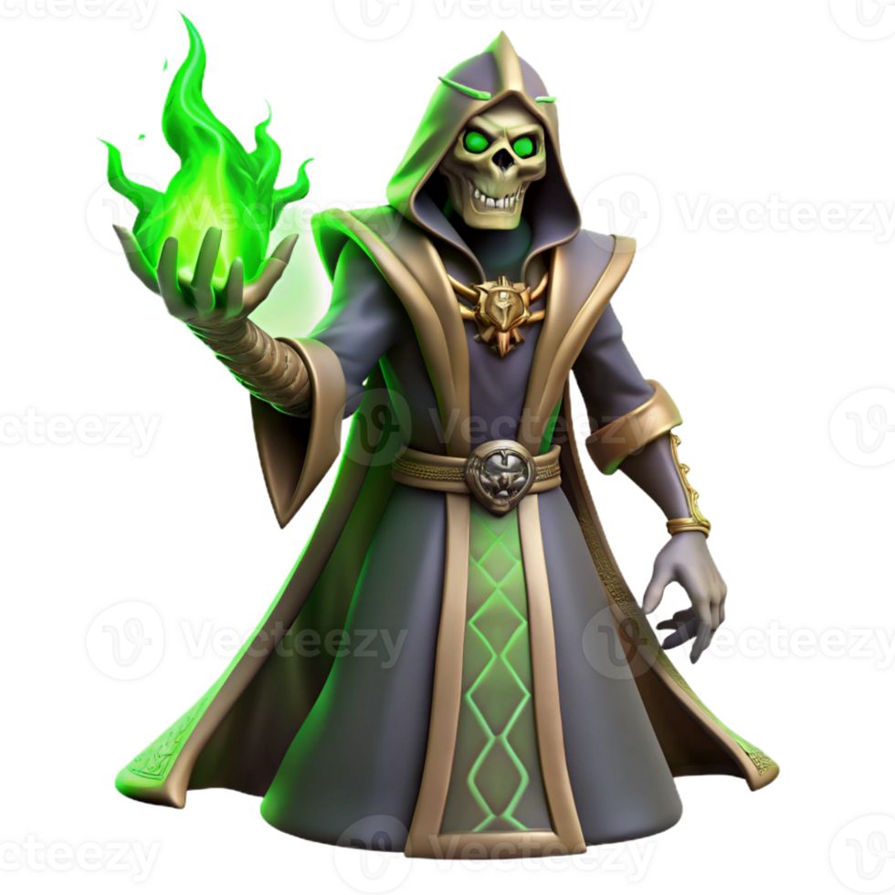 elegant abstract A Powerful Lich Casting a Spell of Necroma 4K png