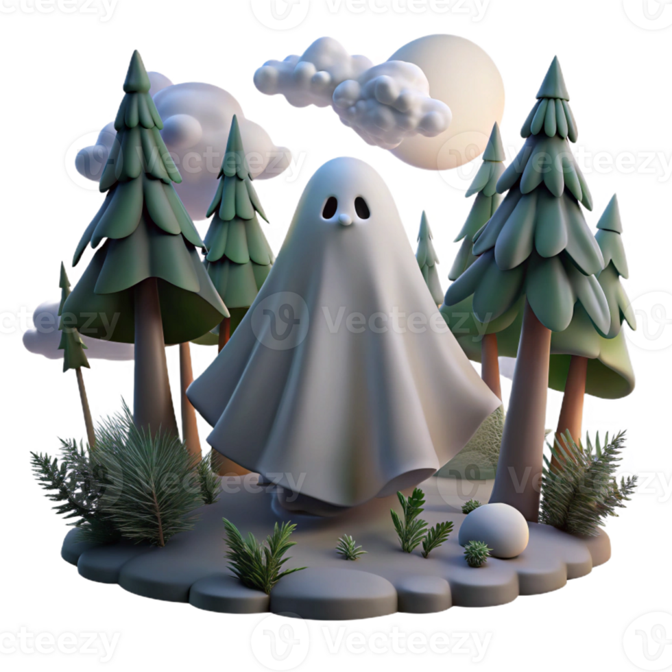serene artistic A Ethereal Ghost Floating Through a Haunted premium png