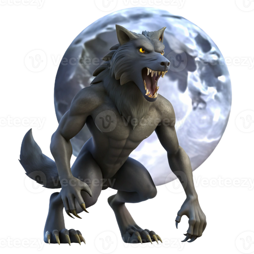 vibrant creative A Fearsome Werewolf Howling at the Full Mo 4K png