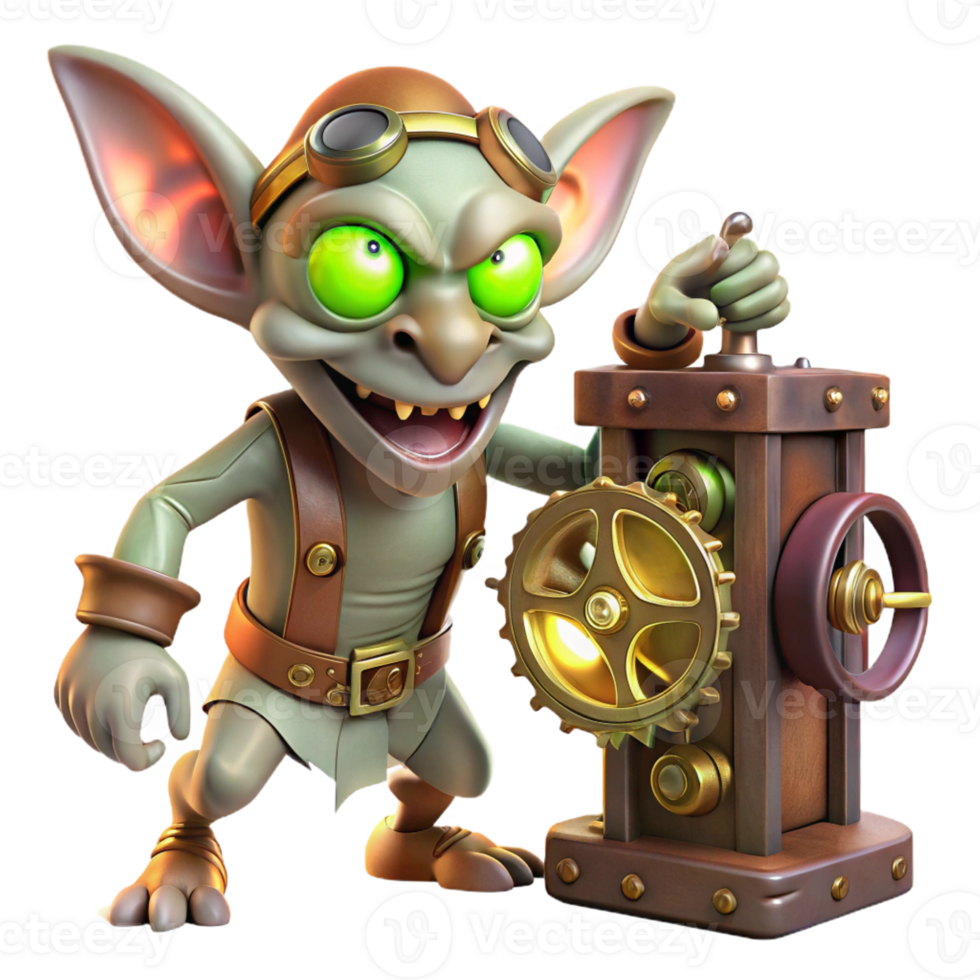 elegant minimalist A Mischievous Gremlin Sabotaging a Clockw professional png