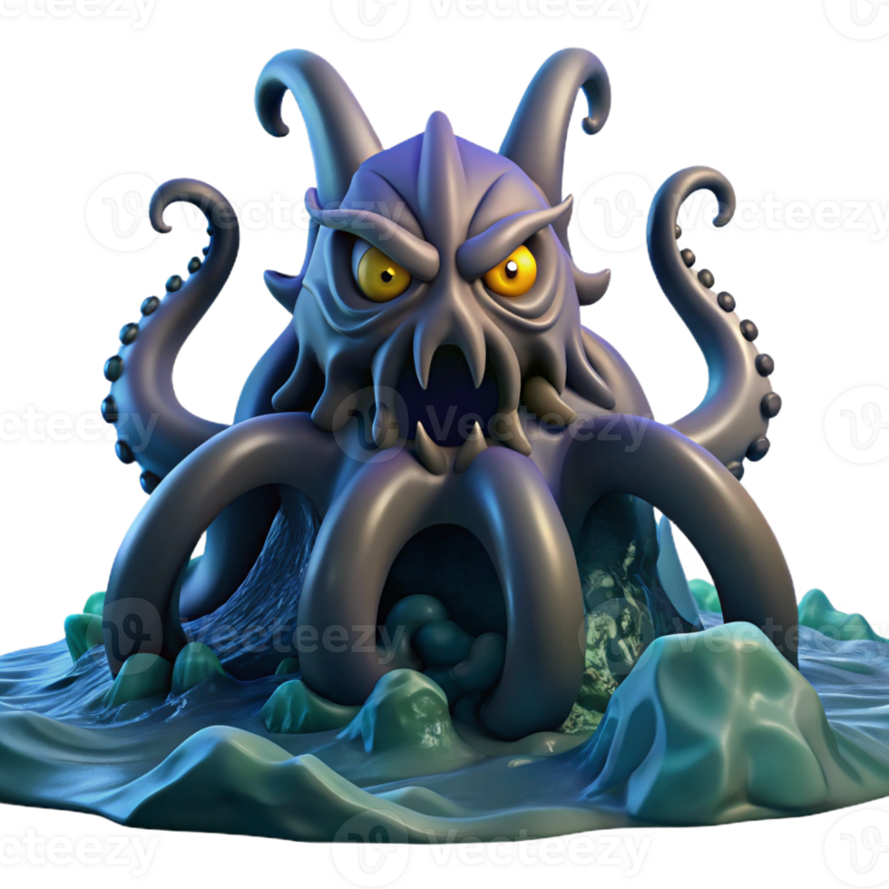 beautiful traditional A Menacing Kraken Rising from the Ocean De original png