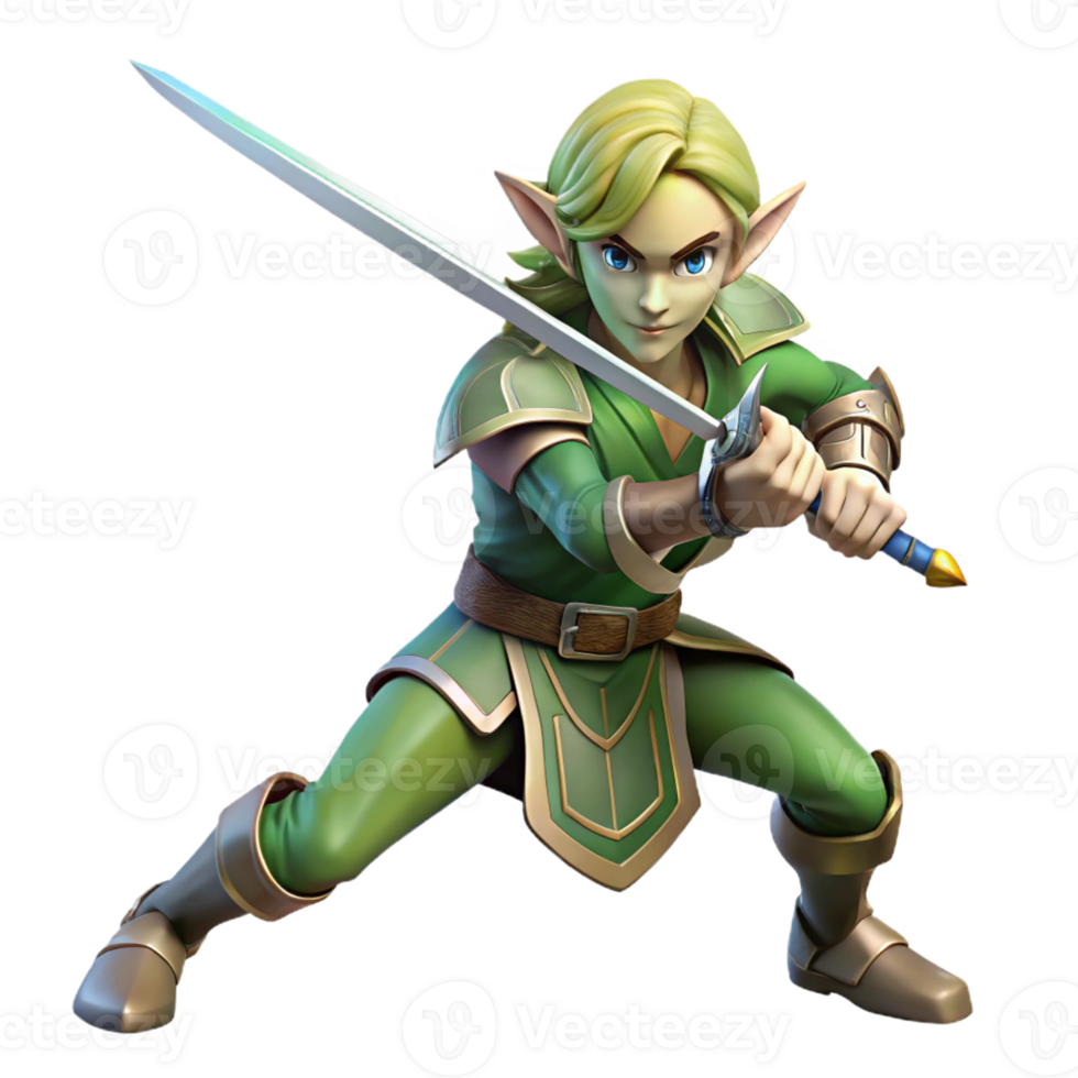 elegant traditional A Graceful Elf Warrior Practicing Swordsm premium png