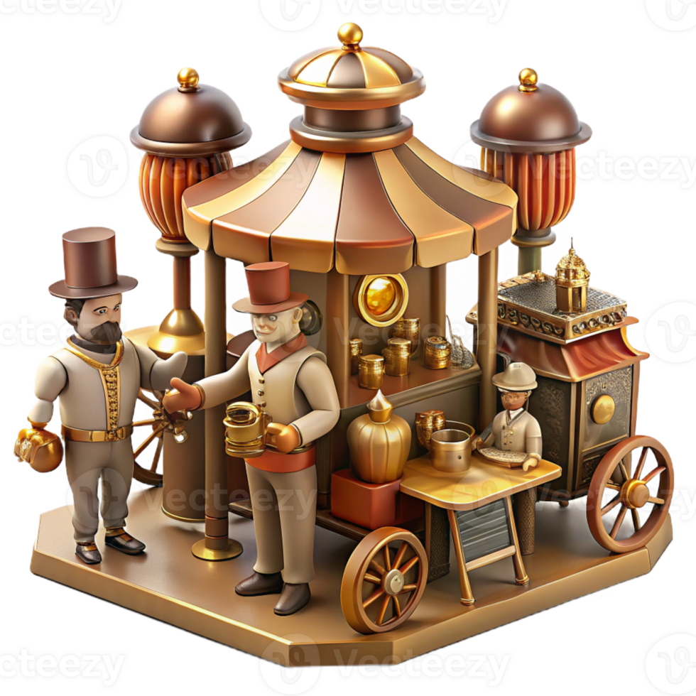 magnificent creative A Bustling Steampunk Marketplace Filled exclusive png