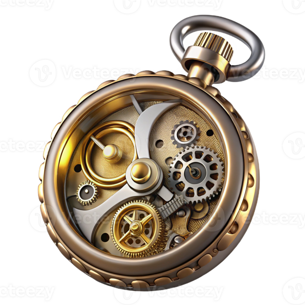 serene minimalist A Detailed Ornate Steampunk Pocket Watch authentic png