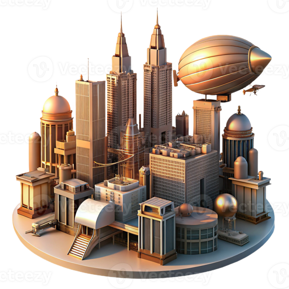 impressive classic A Steampunk City Skyline Towering Clockw high resolution png