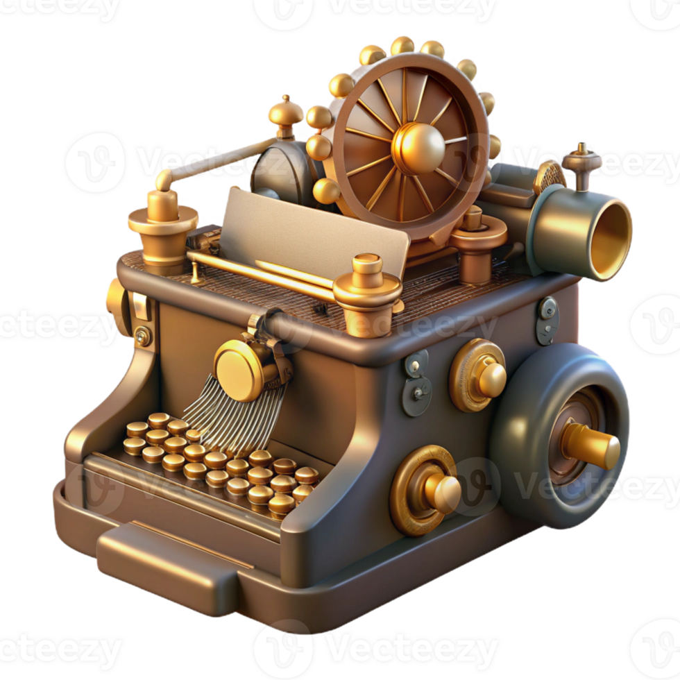 extraordinary rustic A Steampunk Typewriter with Brass Keys An professional png