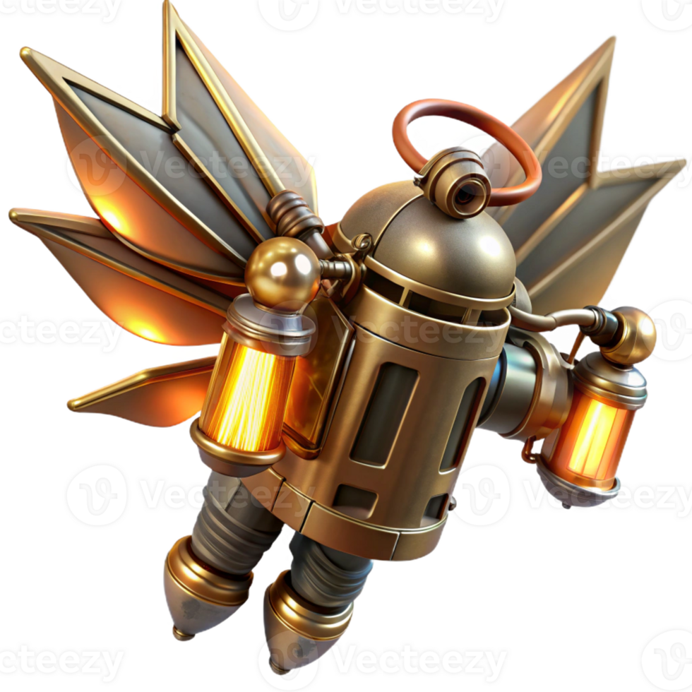 serene vintage A Steampunk Jetpack with Copper Wings And detailed png