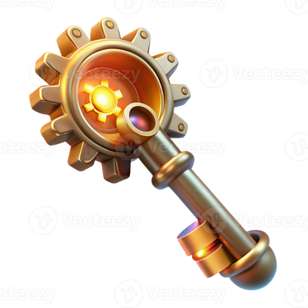 impressive minimalist A Steampunk Key with Intricate Gears and G professional png