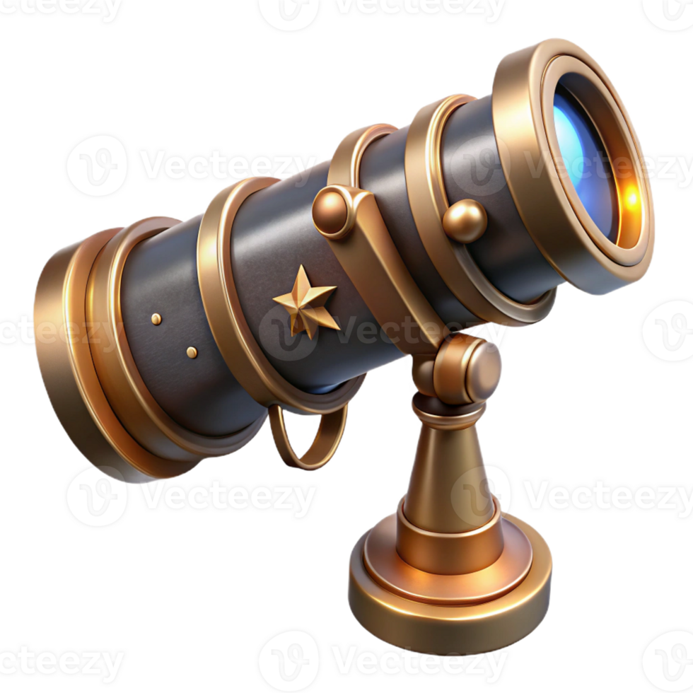 beautiful abstract A Steampunk Telescope with Brass and Copper premium png
