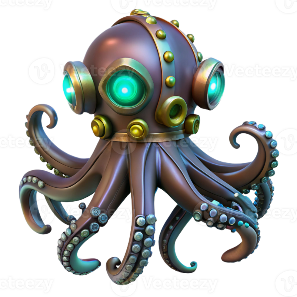 dramatic traditional A Steampunk Octopus Mechanical Tentacles A original png