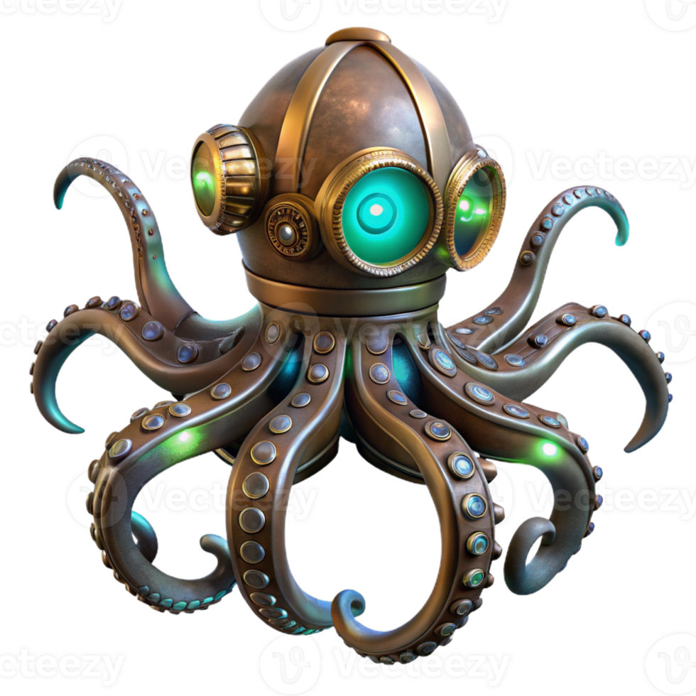 wonderful artistic A Steampunk Octopus Mechanical Tentacles A premium png
