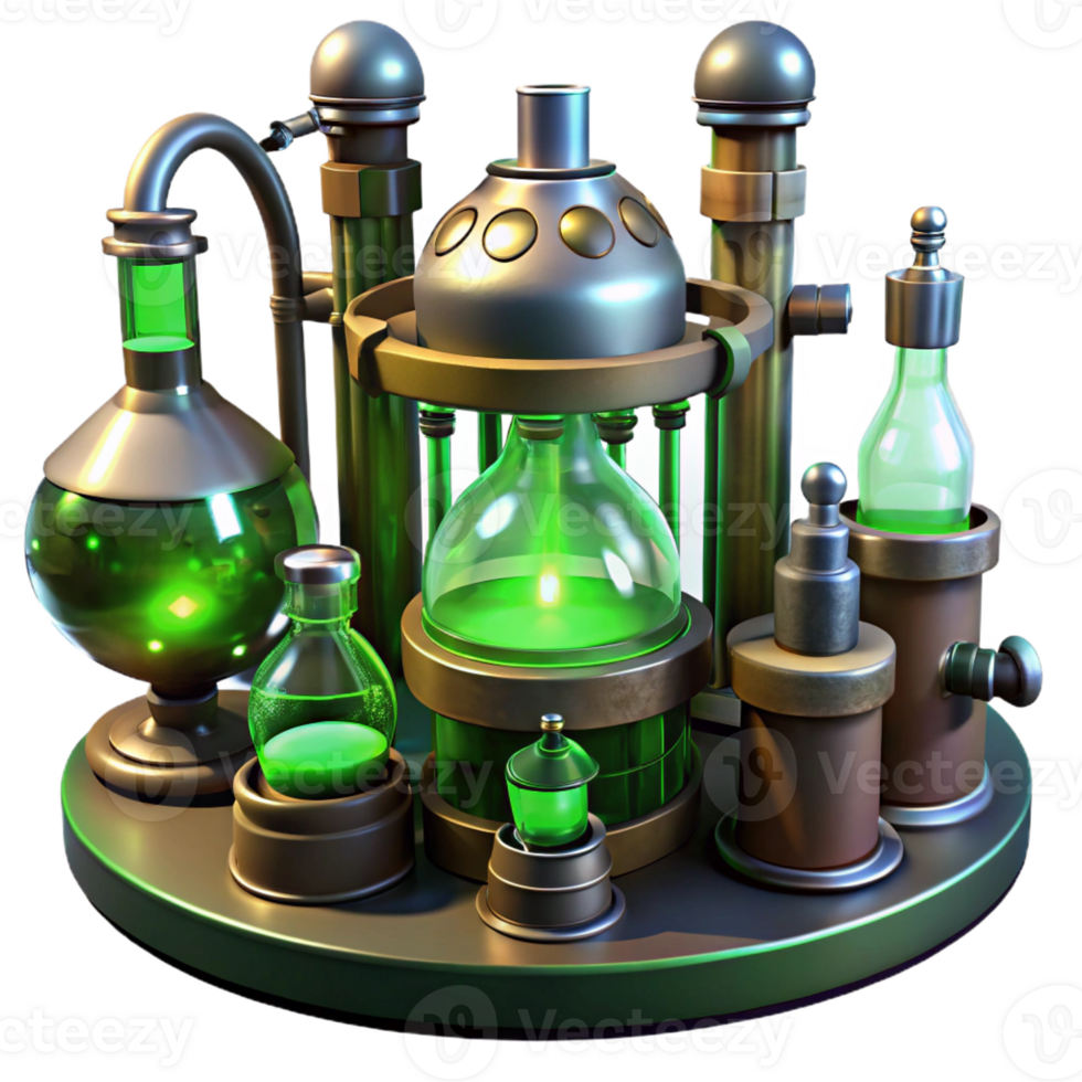 vibrant modern A Mysterious Steampunk Laboratory Filled high resolution png