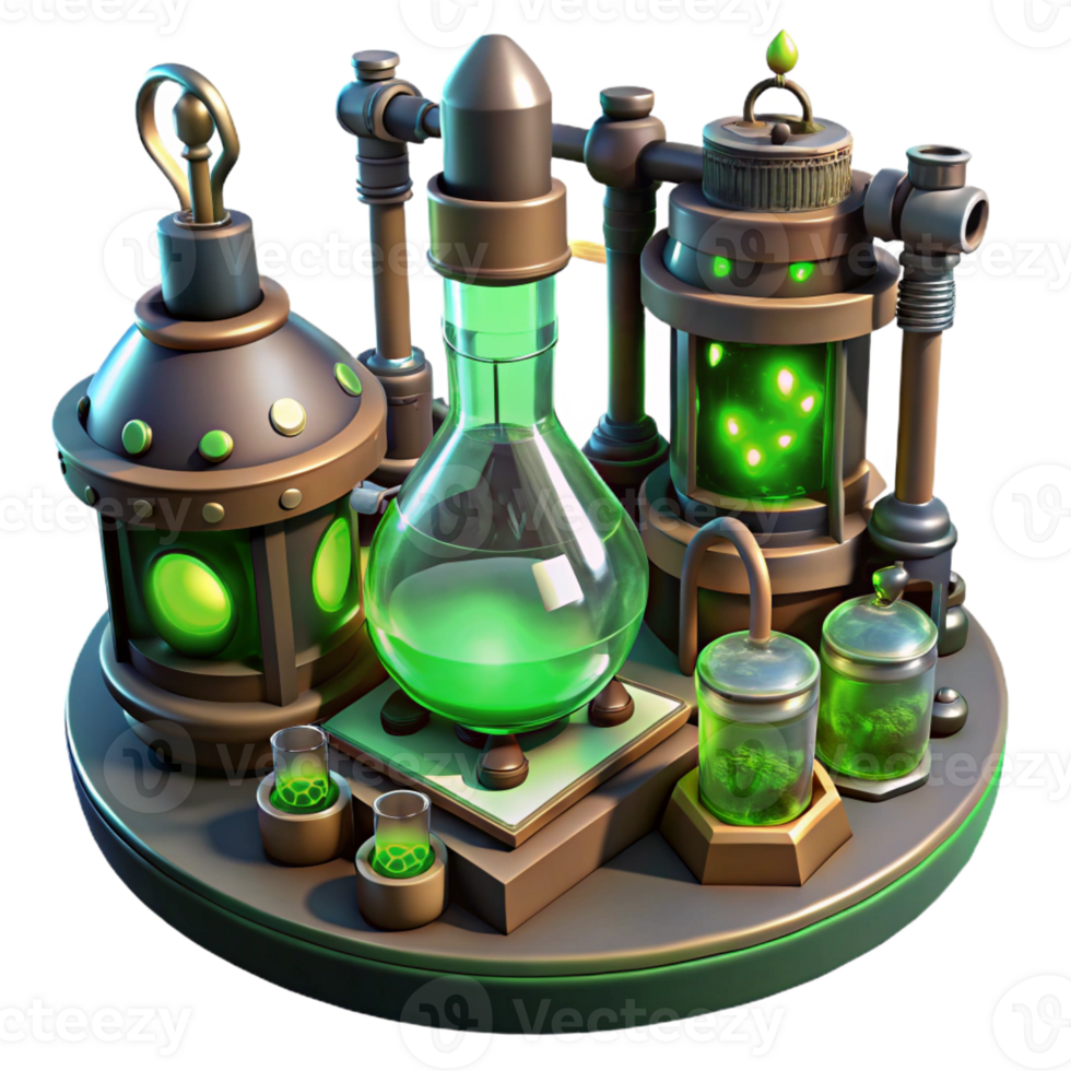 magnificent classic A Mysterious Steampunk Laboratory Filled professional png