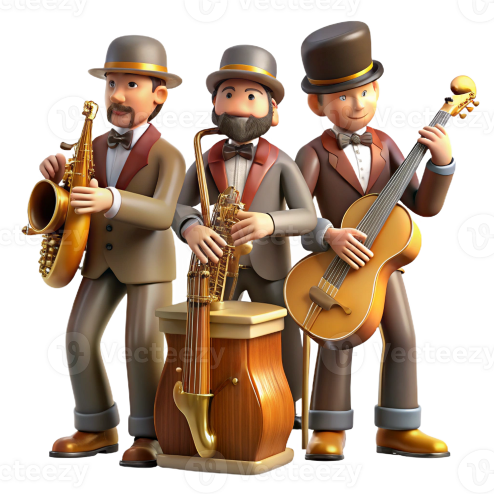dramatic minimalist A Group of Steampunk Musicians Playing Unus premium png