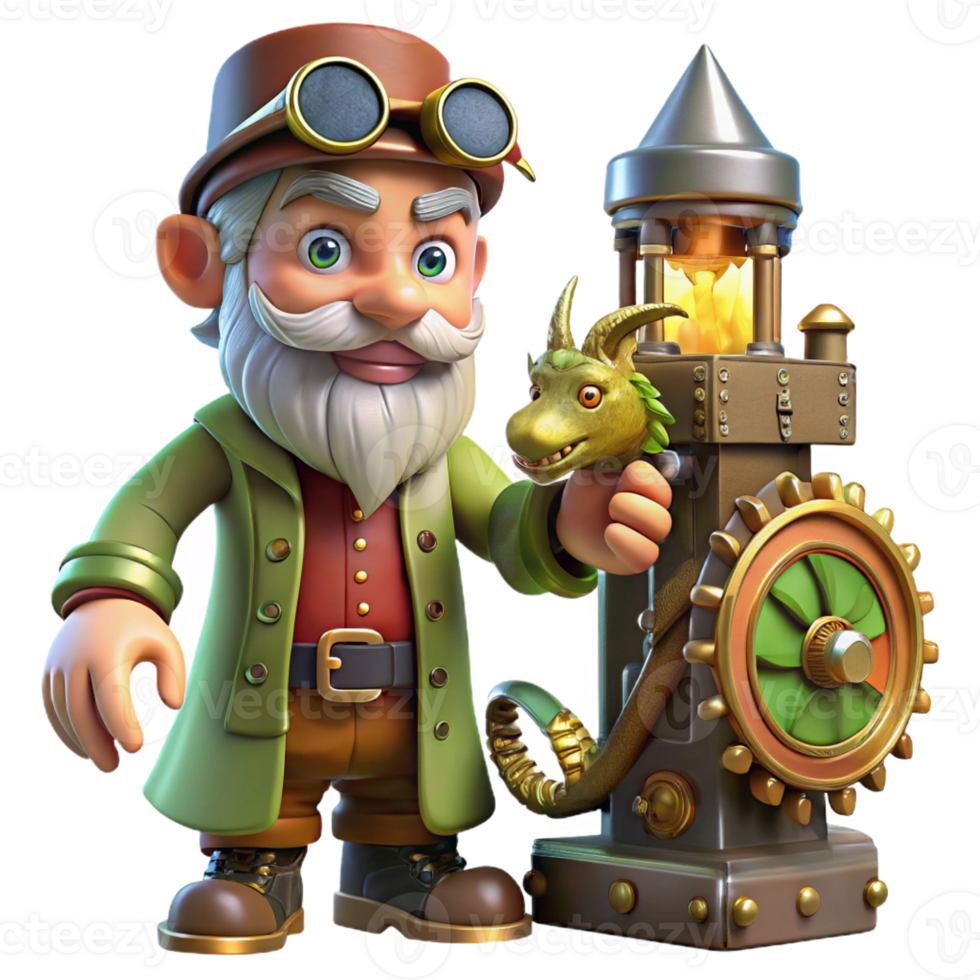 extraordinary contemporary A Whimsical Steampunk Gnome Tinkering Wit authentic png