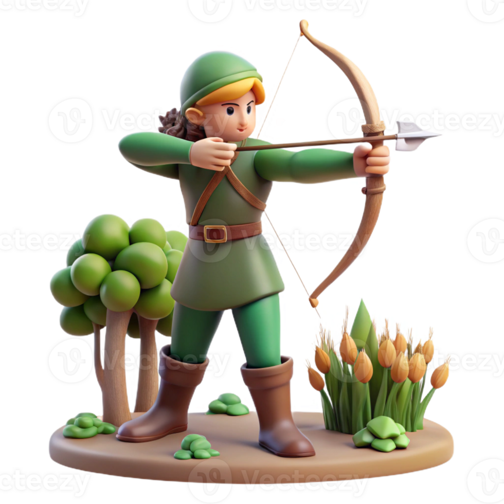 vibrant artistic A Graceful Elf Archer Aiming at an Unseen T high quality png