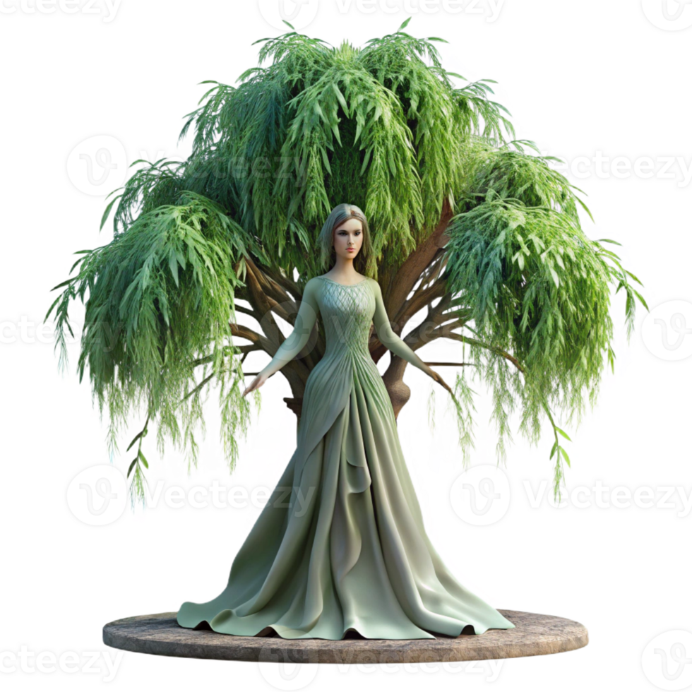 impressive abstract A Serene Dryad Emerging from a Giant Willow original png