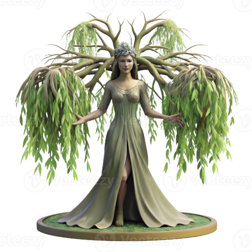 stunning traditional A Serene Dryad Emerging from a Giant Willow original png