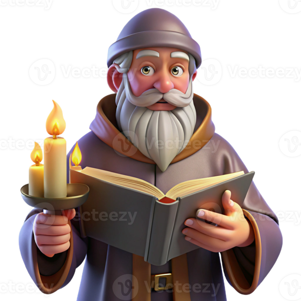 beautiful artistic A Wise Old Wizard Reading a Spellbook in A exclusive png