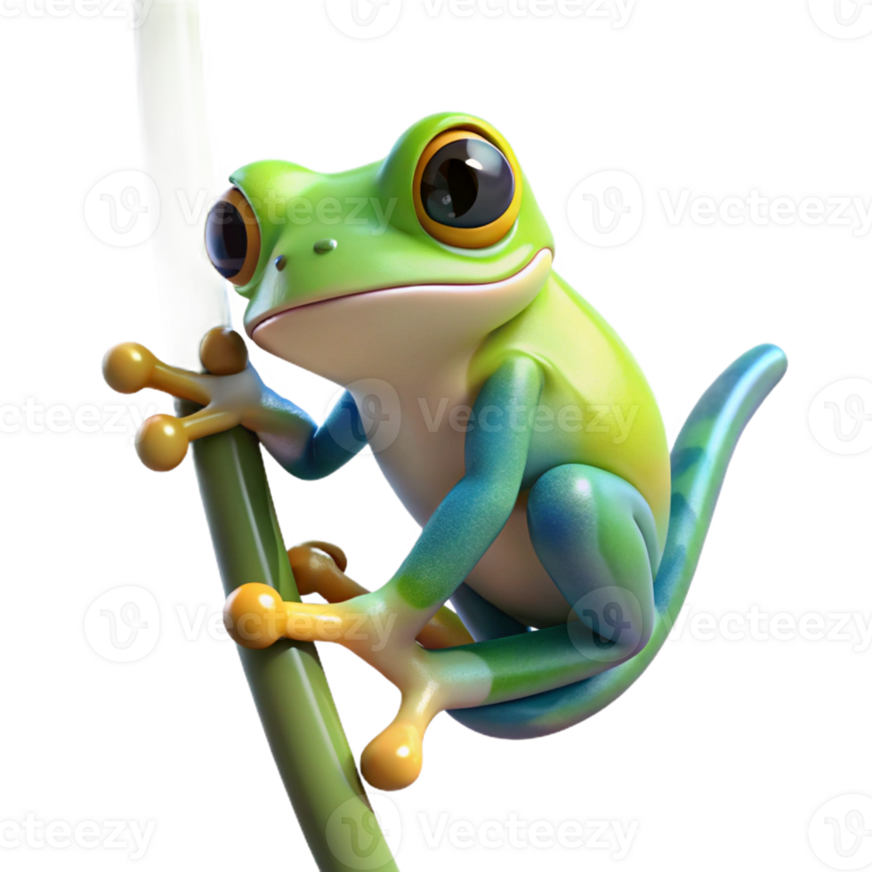beautiful minimalist A Tiny Brightly Colored Tree Frog Clingin png