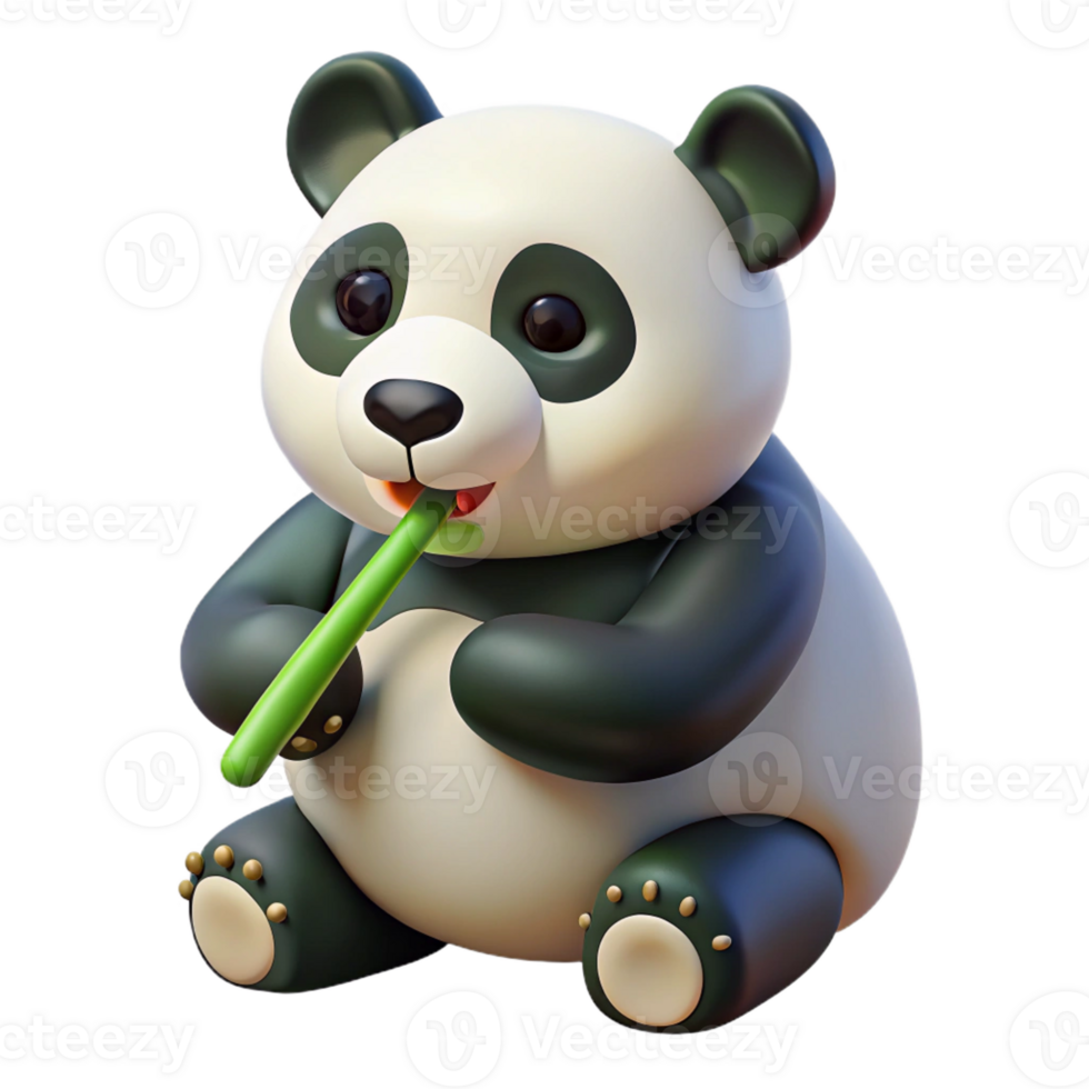 dramatic artistic Giant Panda Eating Bamboo in Mist authentic png