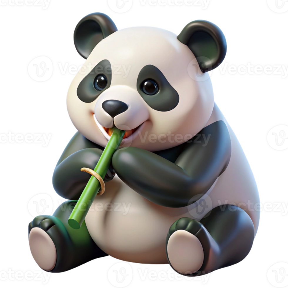dramatic rustic Giant Panda Eating Bamboo in Mist png