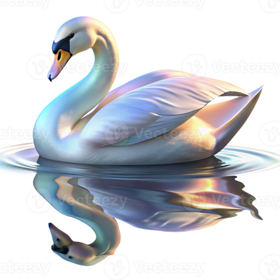 vibrant classic A Graceful Swan Gliding Across a Calm Lake png