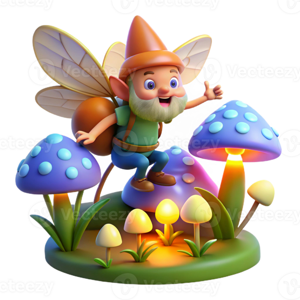 beautiful minimalist A Whimsical Gnome Riding a Giant Firefly high resolution png
