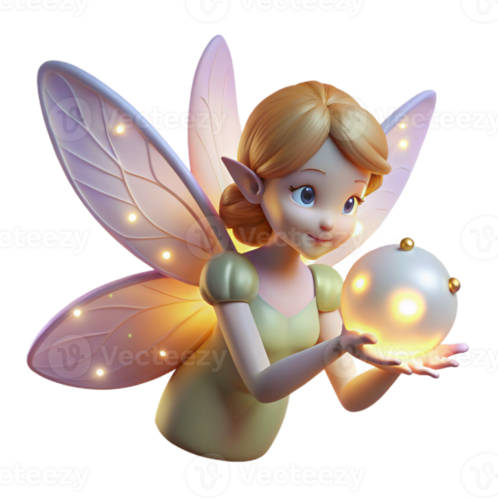 serene modern Fairy with Glowing Orb original png