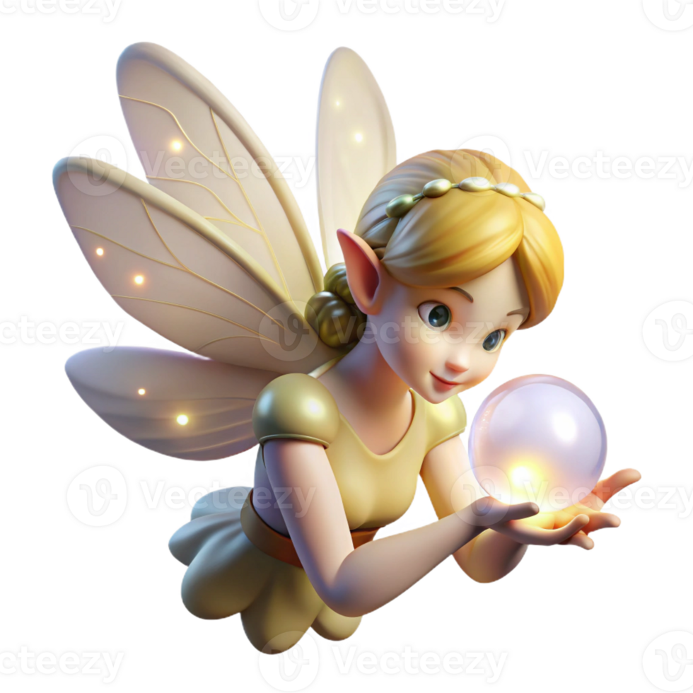 impressive vintage Fairy with Glowing Orb png