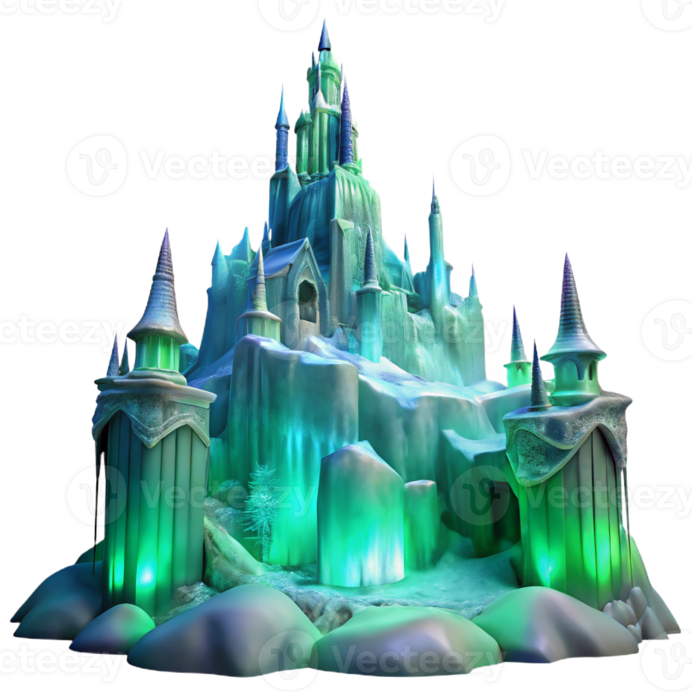 beautiful contemporary A Towering Ice Castle Reflecting the Auro professional png