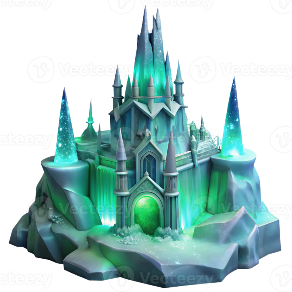 stunning abstract A Towering Ice Castle Reflecting the Auro high quality png