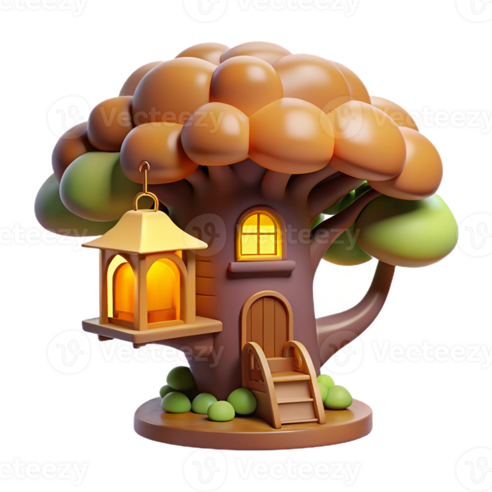 vibrant artistic Whimsical Treehouse in the Branches high resolution png