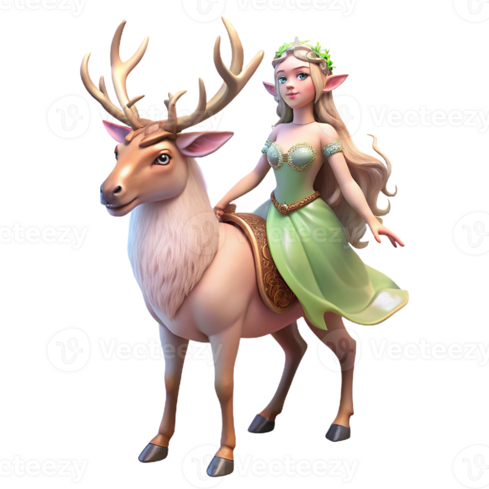 impressive minimalist A Elf Princess Riding a Majesti high quality png