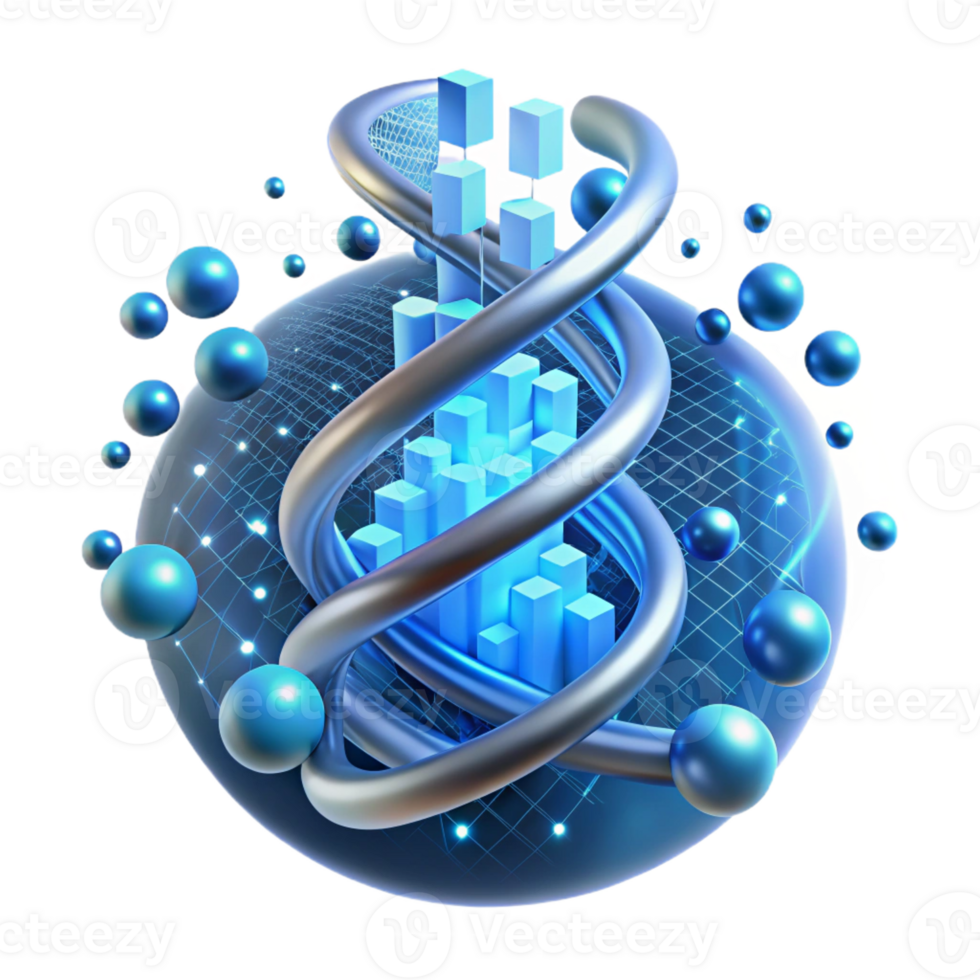 impressive artistic A Dna Strand Spiraling Through a Digital L original png
