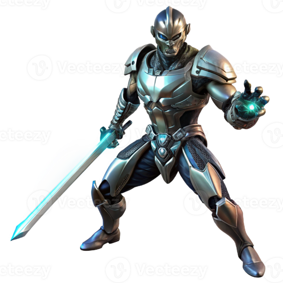 wonderful classic A Cyborg Warrior with Glowing Circuitry A detailed png